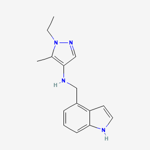 molecular formula C15H18N4 B3216512 N-((1H-Indol-4-yl)methyl)-1-ethyl-5-methyl-1H-pyrazol-4-amine CAS No. 1171995-07-5