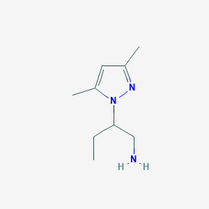 molecular formula C9H17N3 B3216558 2-(3,5-dimethyl-1H-pyrazol-1-yl)butan-1-amine CAS No. 1172077-56-3