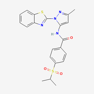 molecular formula C21H20N4O3S2 B3216575 N-(1-(benzo[d]thiazol-2-yl)-3-methyl-1H-pyrazol-5-yl)-4-(isopropylsulfonyl)benzamide CAS No. 1172095-40-7