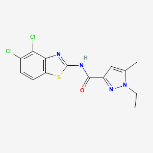 molecular formula C14H12Cl2N4OS B3216700 N-(4,5-dichloro-1,3-benzothiazol-2-yl)-1-ethyl-5-methyl-1H-pyrazole-3-carboxamide CAS No. 1172427-04-1