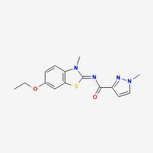 molecular formula C15H16N4O2S B3216972 N-(6-ethoxy-3-methylbenzo[d]thiazol-2(3H)-ylidene)-1-methyl-1H-pyrazole-3-carboxamide CAS No. 1173496-09-7
