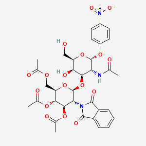 molecular formula C34H37N3O17 B3217250 alpha-D-Galactopyranoside, 4-nitrophenyl 2-(acetylamino)-2-deoxy-3-O-[3,4,6-tri-O-acetyl-2-deoxy-2-(1,3-dihydro-1,3-dioxo-2H-isoindol-2-yl)-beta-D-glucopyranosyl]- CAS No. 1176981-34-2