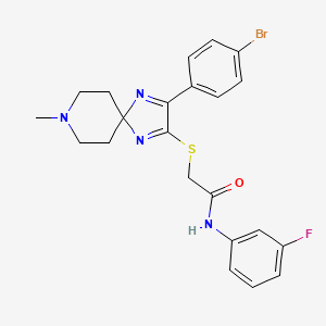molecular formula C22H22BrFN4OS B3217797 2-{[3-(4-bromophenyl)-8-methyl-1,4,8-triazaspiro[4.5]deca-1,3-dien-2-yl]sulfanyl}-N-(3-fluorophenyl)acetamide CAS No. 1185079-26-8