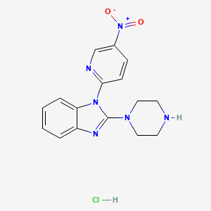 molecular formula C16H17ClN6O2 B3217904 1-(5-Nitro-pyridin-2-yl)-2-piperazin-1-yl-1H-benzoimidazole hydrochloride CAS No. 1185313-05-6
