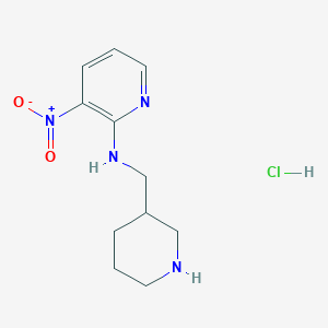 molecular formula C11H17ClN4O2 B3217929 (3-Nitro-pyridin-2-yl)-piperidin-3-ylmethyl-amine hydrochloride CAS No. 1185319-15-6
