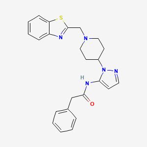 molecular formula C24H25N5OS B3217938 N-(1-{1-[(1,3-benzothiazol-2-yl)methyl]piperidin-4-yl}-1H-pyrazol-5-yl)-2-phenylacetamide CAS No. 1185365-02-9