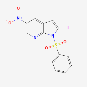 1H-Pyrrolo[2,3-b]pyridine, 2-iodo-5-nitro-1-(phenylsulfonyl)-