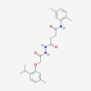 molecular formula C24H31N3O4 B321836 N-(2,5-dimethylphenyl)-4-{2-[(2-isopropyl-5-methylphenoxy)acetyl]hydrazino}-4-oxobutanamide 