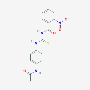 molecular formula C16H14N4O4S B321867 N-[4-({[(2-NITROPHENYL)FORMAMIDO]METHANETHIOYL}AMINO)PHENYL]ACETAMIDE 