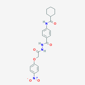 molecular formula C22H24N4O6 B321879 N-(4-{[2-(4-NITROPHENOXY)ACETOHYDRAZIDO]CARBONYL}PHENYL)CYCLOHEXANECARBOXAMIDE 