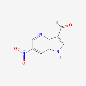 molecular formula C8H5N3O3 B3219276 6-nitro-1H-pyrrolo[3,2-b]pyridine-3-carbaldehyde CAS No. 1190317-20-4