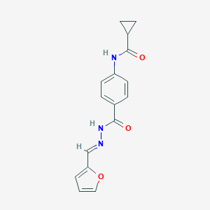molecular formula C16H15N3O3 B321967 N-(4-{[2-(2-furylmethylene)hydrazino]carbonyl}phenyl)cyclopropanecarboxamide 