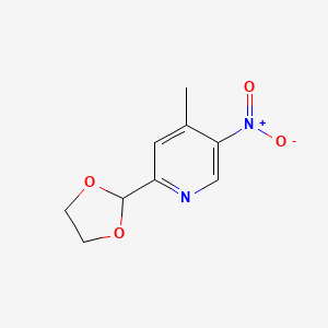 molecular formula C9H10N2O4 B3220492 2-(1,3-Dioxolan-2-yl)-4-methyl-5-nitropyridine CAS No. 119694-70-1