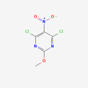 molecular formula C5H3Cl2N3O3 B3220628 Pyrimidine, 4,6-dichloro-2-methoxy-5-nitro- CAS No. 1200-96-0