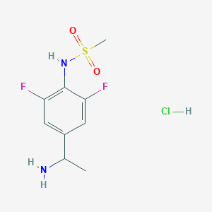 molecular formula C9H13ClF2N2O2S B3220774 N-[4-(1-amino-ethyl)-2,6-difluoro-phenyl]-methanesulfonamide hydrochloride CAS No. 1202643-35-3