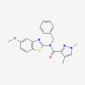 molecular formula C21H20N4O2S B3220838 N-benzyl-N-(5-methoxy-1,3-benzothiazol-2-yl)-1,4-dimethyl-1H-pyrazole-3-carboxamide CAS No. 1203172-61-5