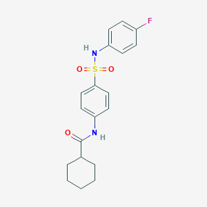 molecular formula C19H21FN2O3S B322085 N-[4-[(4-fluorophenyl)sulfamoyl]phenyl]cyclohexanecarboxamide 
