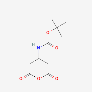 molecular formula C10H15NO5 B3220907 Carbamic acid, N-(tetrahydro-2,6-dioxo-2H-pyran-4-yl)-, 1,1-dimethylethyl ester CAS No. 120341-34-6