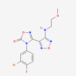 molecular formula C13H11BrFN5O4 B3221127 4-(3-bromo-4-fluorophenyl)-3-[4-(2-methoxyethylamino)-1,2,5-oxadiazol-3-yl]-1,2,4-oxadiazol-5-one CAS No. 1204669-63-5