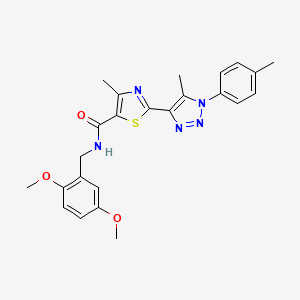 molecular formula C24H25N5O3S B3221462 N-[(2,5-dimethoxyphenyl)methyl]-4-methyl-2-[5-methyl-1-(4-methylphenyl)-1H-1,2,3-triazol-4-yl]-1,3-thiazole-5-carboxamide CAS No. 1207016-28-1