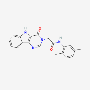 molecular formula C20H18N4O2 B3221570 N-(2,5-dimethylphenyl)-2-{4-oxo-3H,4H,5H-pyrimido[5,4-b]indol-3-yl}acetamide CAS No. 1207035-40-2