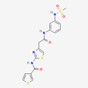 molecular formula C17H16N4O4S3 B3221635 N-(4-(2-((3-(methylsulfonamido)phenyl)amino)-2-oxoethyl)thiazol-2-yl)thiophene-3-carboxamide CAS No. 1207045-76-8