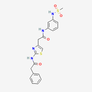 molecular formula C20H20N4O4S2 B3221640 N-(3-(methylsulfonamido)phenyl)-2-(2-(2-phenylacetamido)thiazol-4-yl)acetamide CAS No. 1207045-84-8
