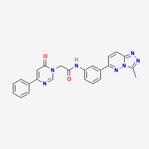 molecular formula C24H19N7O2 B3221693 N-(3-(3-methyl-[1,2,4]triazolo[4,3-b]pyridazin-6-yl)phenyl)-2-(6-oxo-4-phenylpyrimidin-1(6H)-yl)acetamide CAS No. 1207059-48-0