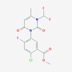 molecular formula C14H10ClF3N2O4 B3221900 Methyl 2-chloro-5-(3-(difluoromethyl)-4-methyl-2,6-dioxo-2,3-dihydropyrimidin-1(6H)-yl)-4-fluorobenzoate CAS No. 120890-11-1