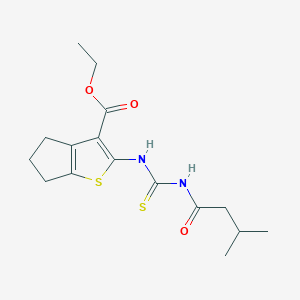molecular formula C16H22N2O3S2 B322233 ethyl 2-({[(3-methylbutanoyl)amino]carbothioyl}amino)-5,6-dihydro-4H-cyclopenta[b]thiophene-3-carboxylate 