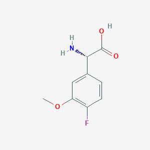 molecular formula C9H10FNO3 B3222333 (2S)-2-amino-2-(4-fluoro-3-methoxyphenyl)acetic acid CAS No. 1212897-30-7