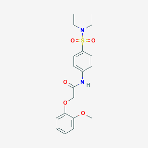 molecular formula C19H24N2O5S B322256 N-{4-[(diethylamino)sulfonyl]phenyl}-2-(2-methoxyphenoxy)acetamide 