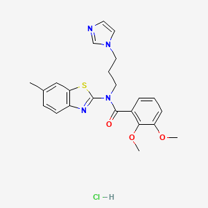 molecular formula C23H25ClN4O3S B3222896 N-[3-(1H-imidazol-1-yl)propyl]-2,3-dimethoxy-N-(6-methyl-1,3-benzothiazol-2-yl)benzamide hydrochloride CAS No. 1215840-82-6