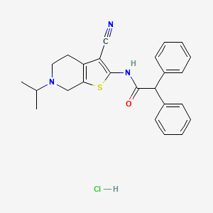 molecular formula C25H26ClN3OS B3222923 N-[3-cyano-6-(propan-2-yl)-4H,5H,6H,7H-thieno[2,3-c]pyridin-2-yl]-2,2-diphenylacetamide hydrochloride CAS No. 1216378-24-3