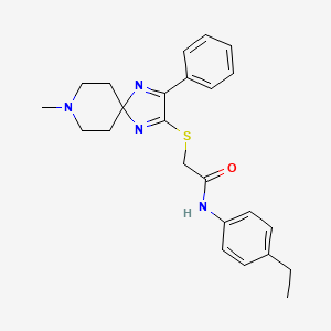 molecular formula C24H28N4OS B3222954 N-(4-ETHYLPHENYL)-2-({8-METHYL-3-PHENYL-1,4,8-TRIAZASPIRO[4.5]DECA-1,3-DIEN-2-YL}SULFANYL)ACETAMIDE CAS No. 1216506-97-6