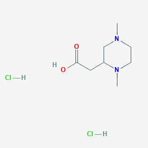 molecular formula C8H18Cl2N2O2 B3222991 (1,4-Dimethyl-2-piperazinyl)acetic acid dihydrochloride CAS No. 1216613-16-9