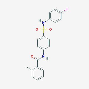 molecular formula C20H17IN2O3S B322303 N-[4-[(4-iodophenyl)sulfamoyl]phenyl]-2-methylbenzamide 