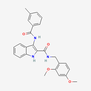 molecular formula C26H25N3O4 B3223122 N-[(2,4-dimethoxyphenyl)methyl]-3-(3-methylbenzamido)-1H-indole-2-carboxamide CAS No. 1217060-70-2