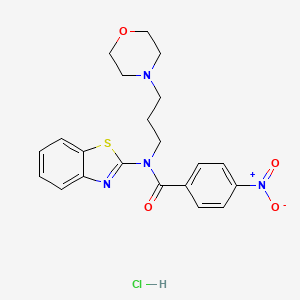 molecular formula C21H23ClN4O4S B3223142 N-(1,3-BENZOTHIAZOL-2-YL)-N-[3-(MORPHOLIN-4-YL)PROPYL]-4-NITROBENZAMIDE HYDROCHLORIDE CAS No. 1217113-02-4