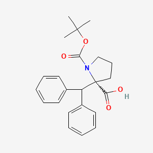 molecular formula C23H27NO4 B3223244 Boc-(S)-alpha-benzhydryl-proline CAS No. 1217668-66-0