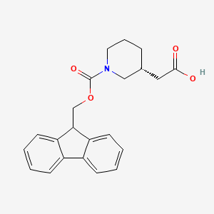 molecular formula C22H23NO4 B3223320 (R)-(1-Fmoc-piperidin-3-yl)-acetic acid CAS No. 1217739-96-2