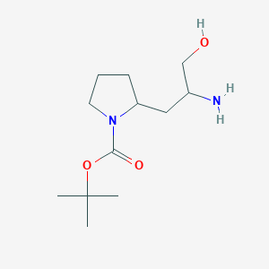molecular formula C12H24N2O3 B3223524 tert-butyl 2-(2-amino-3-hydroxypropyl)pyrrolidine-1-carboxylate CAS No. 1219114-38-1