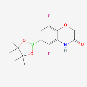 molecular formula C14H16BF2NO4 B3223649 5,8-Difluoro-3-oxo-3,4-dihydro-2H-benzo[b][1,4]oxazine-6-boronic Acid Pinacol Ester CAS No. 1221502-87-9