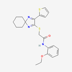 molecular formula C22H25N3O2S2 B3223757 N-(2-ethoxyphenyl)-2-((3-(thiophen-2-yl)-1,4-diazaspiro[4.5]deca-1,3-dien-2-yl)thio)acetamide CAS No. 1224008-79-0