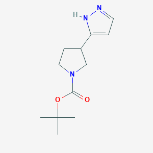 molecular formula C12H19N3O2 B3223802 Tert-butyl 3-(1h-pyrazol-3-yl)pyrrolidine-1-carboxylate CAS No. 1225218-81-4