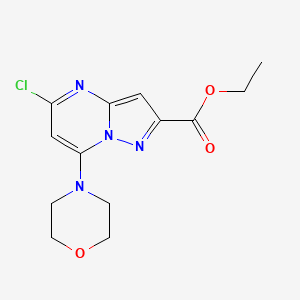 molecular formula C13H15ClN4O3 B3224454 Pyrazolo[1,5-a]pyrimidine-2-carboxylic acid, 5-chloro-7-(4-morpholinyl)-, ethyl ester CAS No. 1232224-64-4