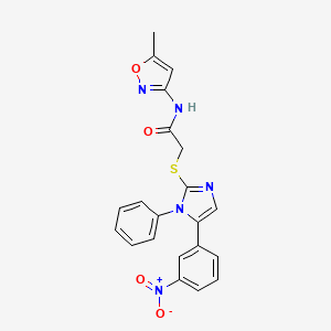 B3224577 N-(5-methylisoxazol-3-yl)-2-((5-(3-nitrophenyl)-1-phenyl-1H-imidazol-2-yl)thio)acetamide CAS No. 1234871-73-8