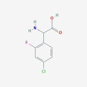 molecular formula C8H7ClFNO2 B3224786 2-Amino-2-(4-chloro-2-fluorophenyl)acetic acid CAS No. 1239646-78-6