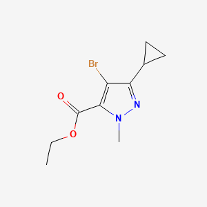 molecular formula C10H13BrN2O2 B3225060 ethyl 4-bromo-3-cyclopropyl-1-methyl-1H-pyrazole-5-carboxylate CAS No. 1245027-26-2