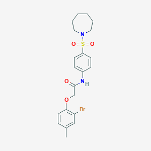 molecular formula C21H25BrN2O4S B322531 N-[4-(1-azepanylsulfonyl)phenyl]-2-(2-bromo-4-methylphenoxy)acetamide 